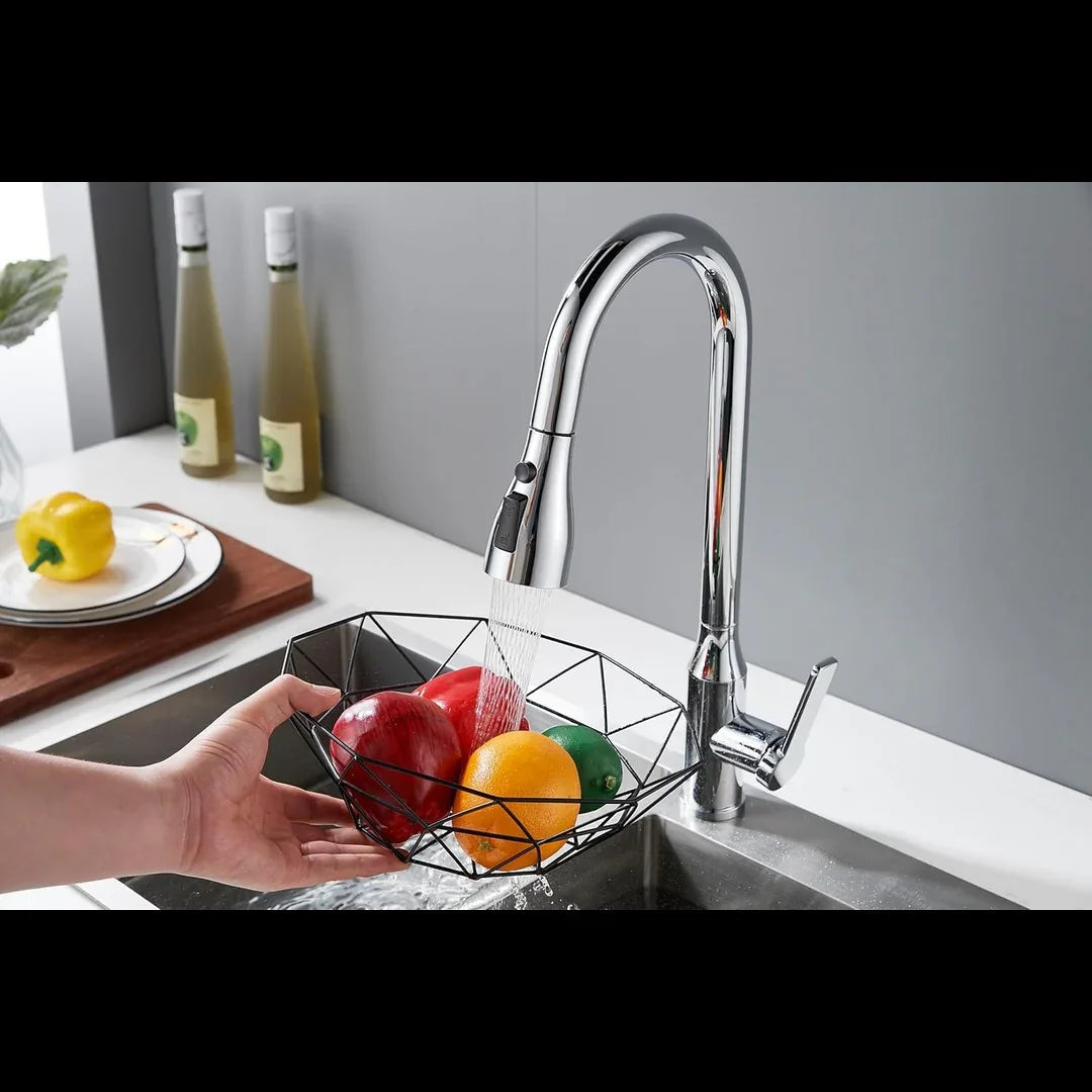 Aqua Touch 304 Stainless Steel Pull-Out Kitchen Faucet | 360° Swivel