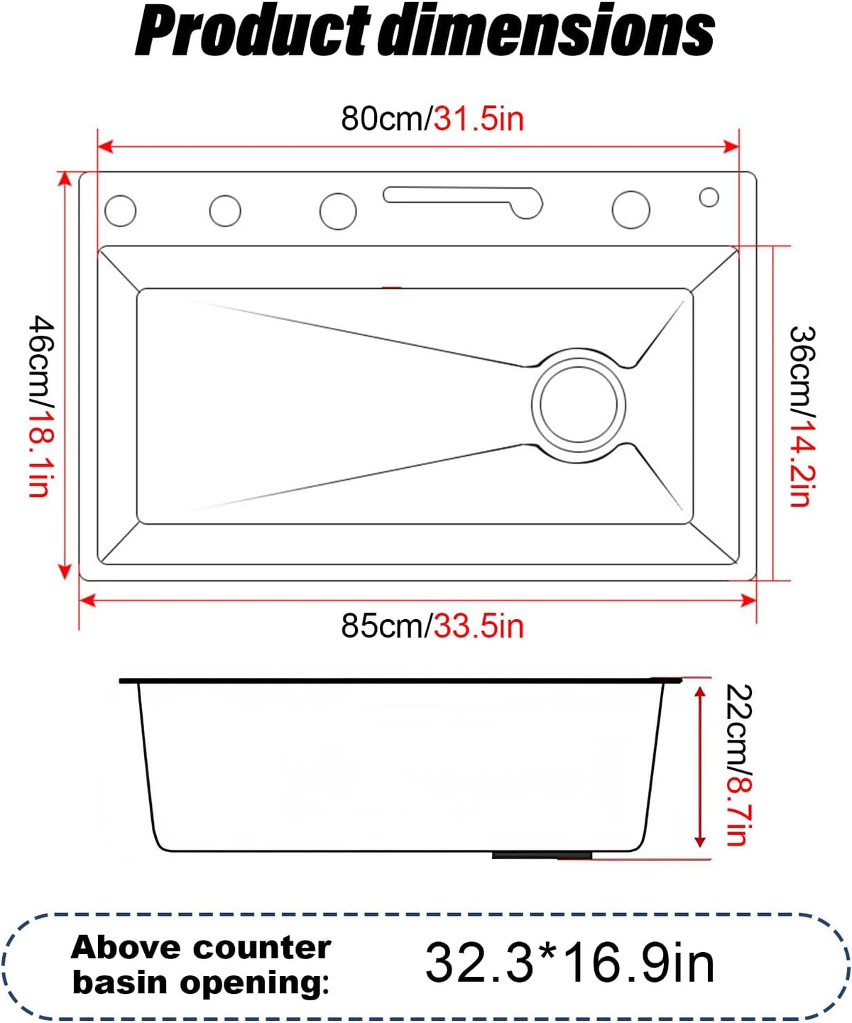 Modern Waterfall Kitchen Sink | Digital Display & Piano Button Control