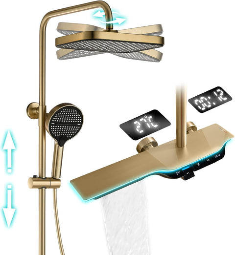 Thermostatic Waterfall Shower Set with Piano Keys