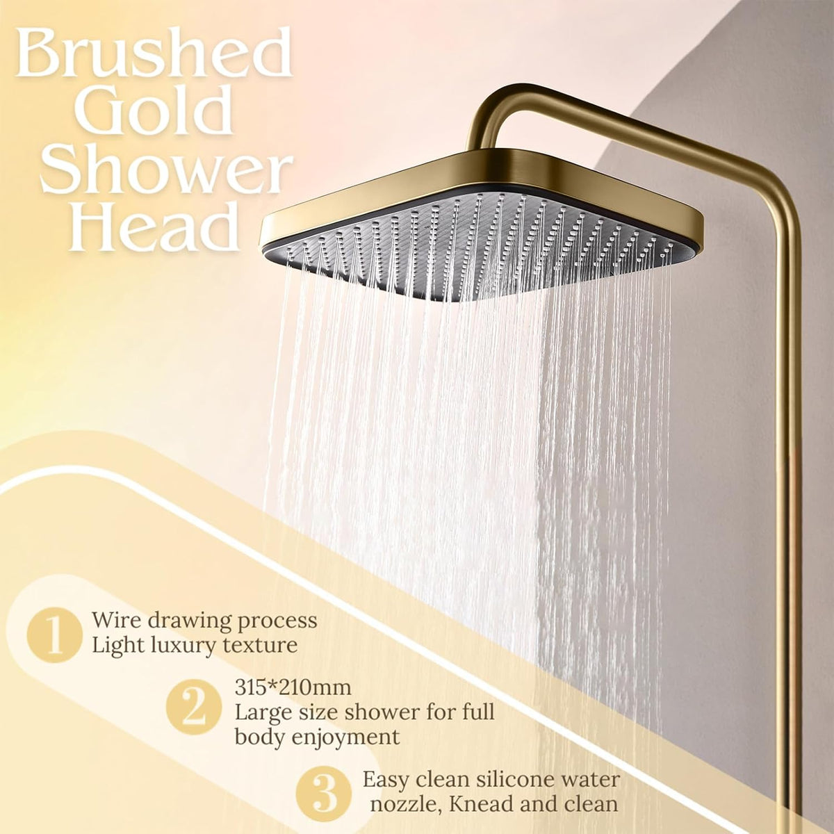 Thermostatic Waterfall Shower Set | Piano-Key Controls | Gold, Silver & Black