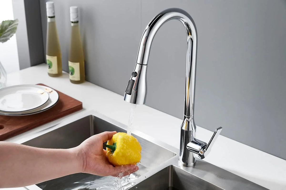 Aqua Touch 304 Stainless Steel Pull-Out Kitchen Faucet | 360° Swivel