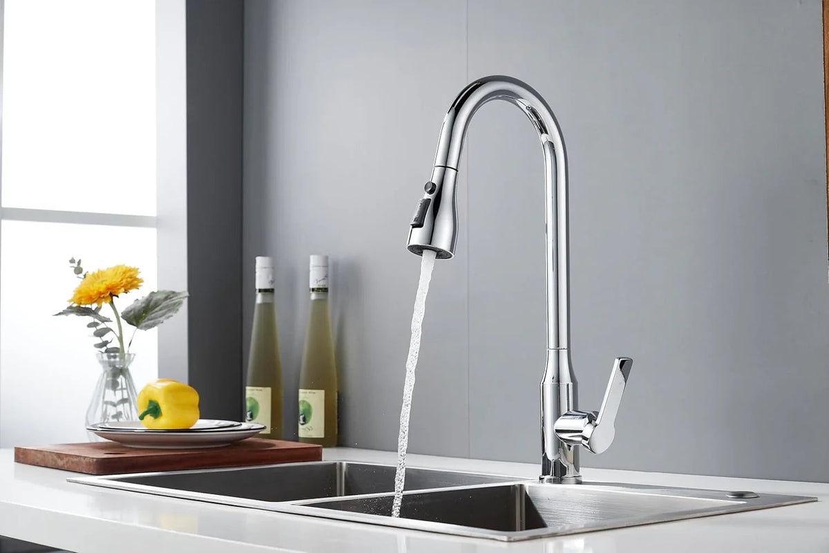 Aqua Touch 304 Stainless Steel Pull-Out Kitchen Faucet | 360° Swivel
