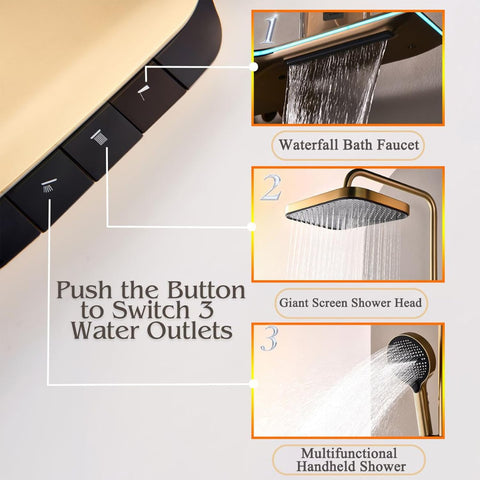 Thermostatic Waterfall Shower Set with Piano Keys