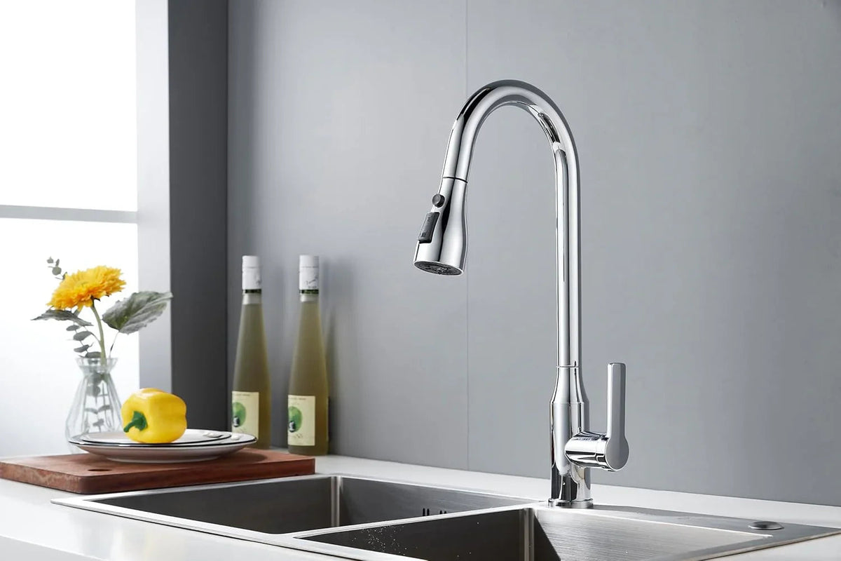 Aqua Touch 304 Stainless Steel Pull-Out Kitchen Faucet | 360° Swivel