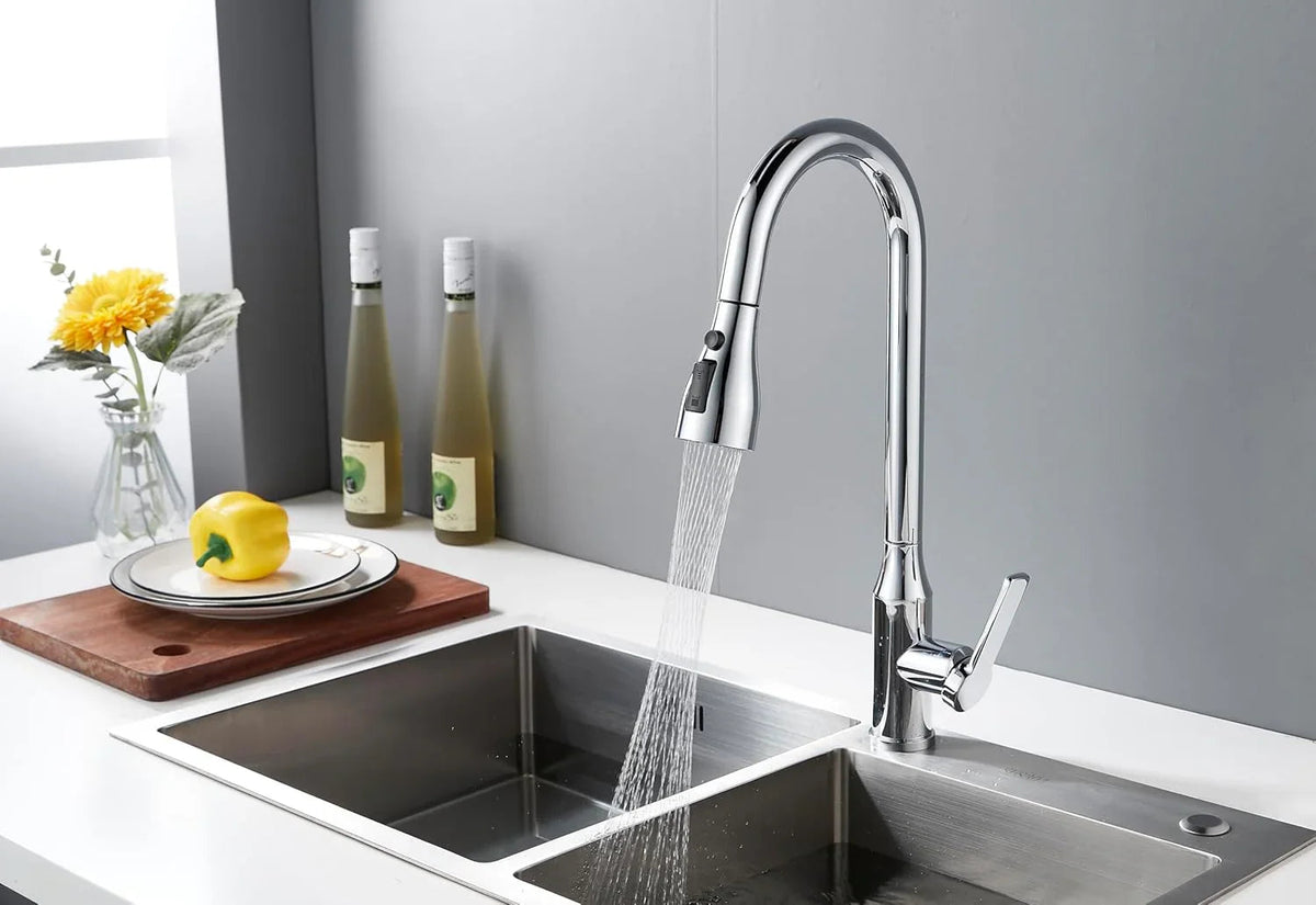 Aqua Touch 304 Stainless Steel Pull-Out Kitchen Faucet | 360° Swivel