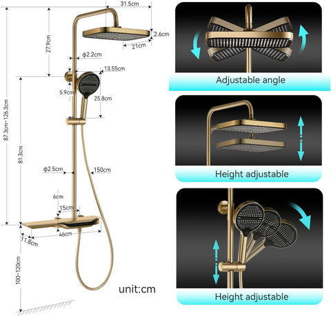 Thermostatic Waterfall Shower Set with Piano Keys