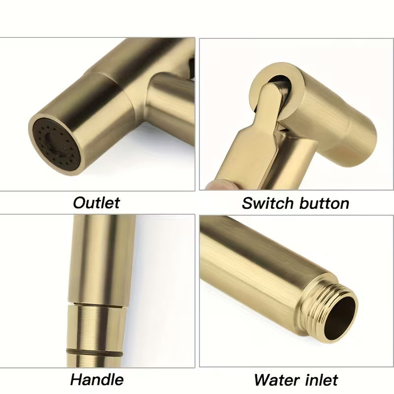 Golden 3-Piece Stainless Steel Muslim Shower Set | High-Pressure