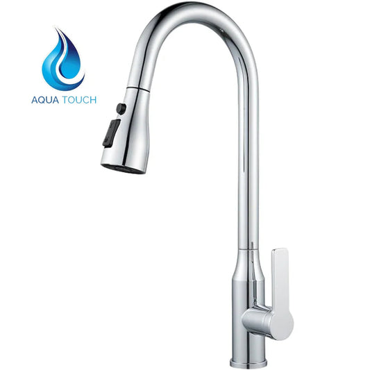 Aqua Touch 304 Stainless Steel Pull-Out Kitchen Faucet | 360° Swivel