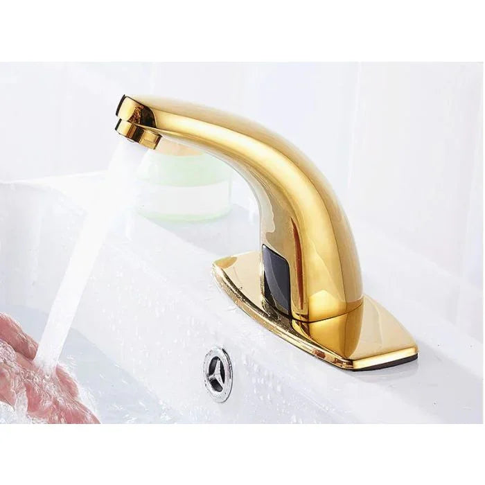 Golden Automatic Sensor Basin Tap | Infrared Touchless Faucet
