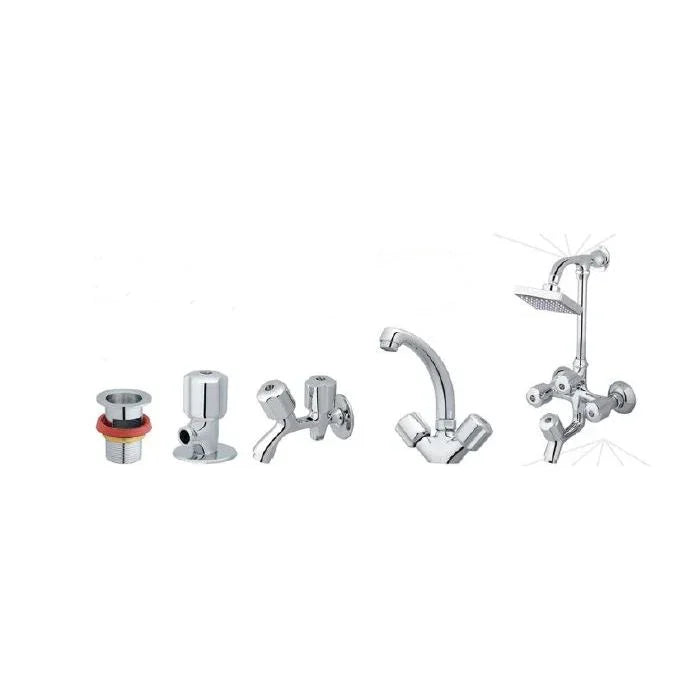 Complete Bathroom Set | 7-Piece Chrome Sanitary Fittings