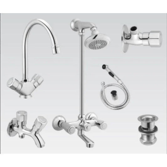 Faisal Sanitary Jota Bath Set 6507 | Complete 8-Piece Chrome Set